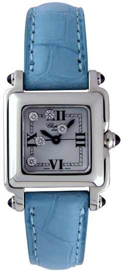 Chopard Happy Sport Series Diamond Steel Ladies Swiss Quartz Wristwatch 278892-23 in Blue Chopard Happy Sport Series Diamond Steel Ladies Swiss Quartz Wristwatch 278892-23 in Blue
