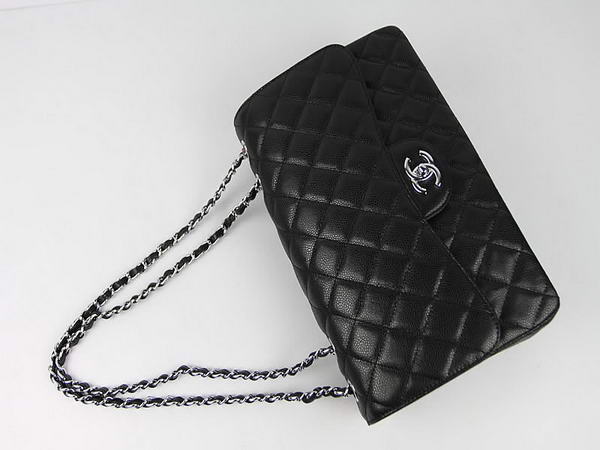 Chanel 2.55 Series Caviar Leather Large Flap Bag A36070 Black