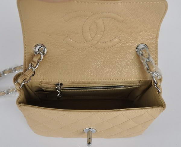 Chanel 2.55 mini Flap Bag 1115 Beige Sheepskin Silver Hardware