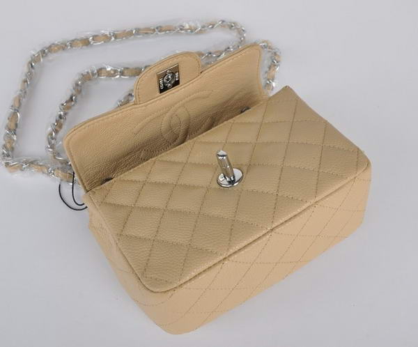 Chanel 2.55 mini Flap Bag 1115 Beige Sheepskin Silver Hardware