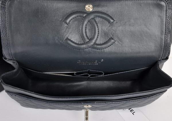 Chanel A1112 2.55 Series Flap Bag Original Cannage Leather Blue