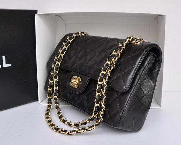 Chanel A1112 2.55 Series Flap Bag Original Leather Black Gold