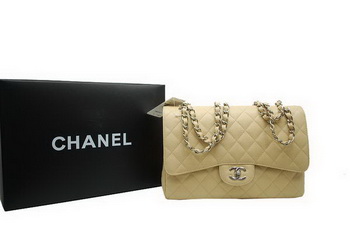 Chanel Jumbo Double Flaps Bag Apricot Original Caviar Leather A36097 Silver