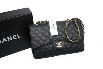 Chanel Jumbo Double Flaps Bag Black Original Caviar Leather A36097 Gold