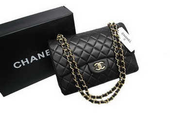 Chanel Jumbo Double Flaps Bag Black Original Lambskin Leather A36097 Gold