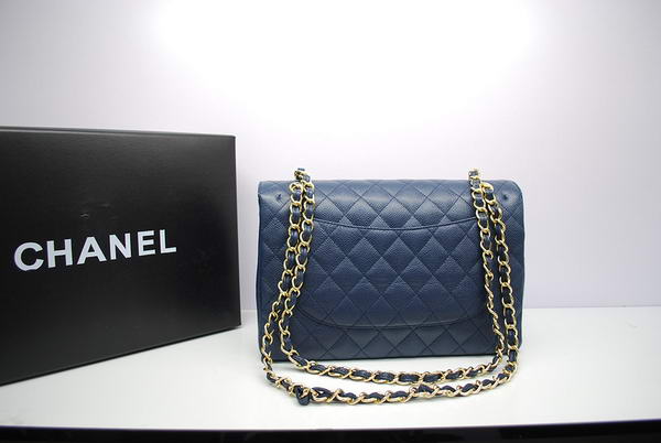 Chanel Jumbo Double Flaps Bag Royalblue Original Caviar Leather A36097 Gold