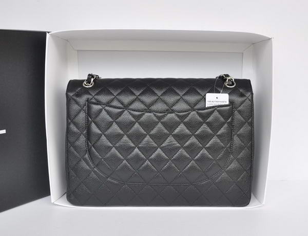 Hot Sell Chanel Maxi Classic Bag A36098 Black Original Caviar Leather Silver