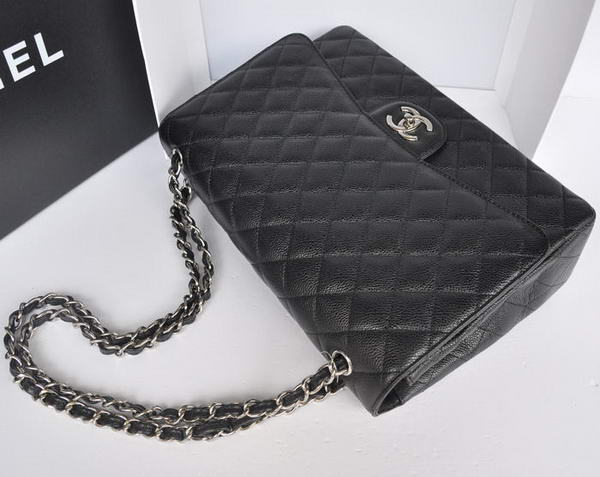 Hot Sell Chanel Maxi Classic Bag A36098 Black Original Caviar Leather Silver