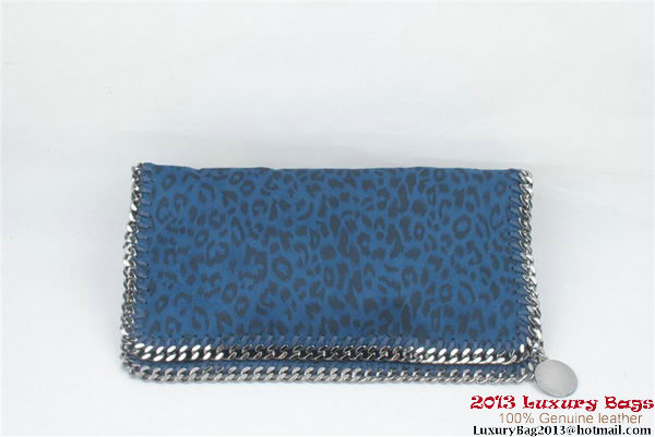 Stella McCartney Falabella Leopard PVC Fold Over Clutch 812S Blue