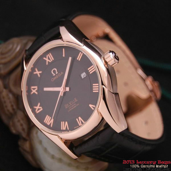 OMEGA DE VILLE Co-AXIAL CHRONOMETER Red Gold on Black Leather Strap OM77024 OMEGA DE VILLE Co-AXIAL CHRONOMETER Red Gold on Black Leather Strap OM77024