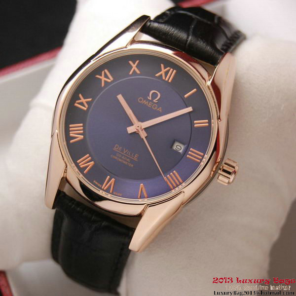 OMEGA DE VILLE Co-AXIAL CHRONOMETER Red Gold on Black Leather Strap OM77026 OMEGA DE VILLE Co-AXIAL CHRONOMETER Red Gold on Black Leather Strap OM77026