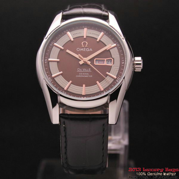 OMEGA DE VILLE HOUR VISION ANNUAL CALENDAR Steel on Black Leather Strap OM77104 OMEGA DE VILLE HOUR VISION ANNUAL CALENDAR Steel on Black Leather Strap OM77104