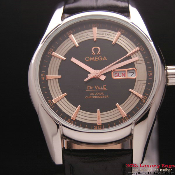OMEGA DE VILLE HOUR VISION ANNUAL CALENDAR Steel on Black Leather Strap OM77106 OMEGA DE VILLE HOUR VISION ANNUAL CALENDAR Steel on Black Leather Strap OM77106
