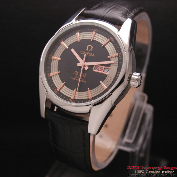 OMEGA DE VILLE HOUR VISION ANNUAL CALENDAR Steel on Black Leather Strap OM77106 OMEGA DE VILLE HOUR VISION ANNUAL CALENDAR Steel on Black Leather Strap OM77106