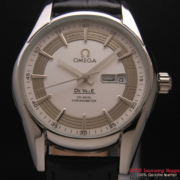 OMEGA DE VILLE HOUR VISION ANNUAL CALENDAR Steel on Black Leather Strap OM77108 OMEGA DE VILLE HOUR VISION ANNUAL CALENDAR Steel on Black Leather Strap OM77108