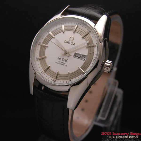 OMEGA DE VILLE HOUR VISION ANNUAL CALENDAR Steel on Black Leather Strap OM77108 OMEGA DE VILLE HOUR VISION ANNUAL CALENDAR Steel on Black Leather Strap OM77108