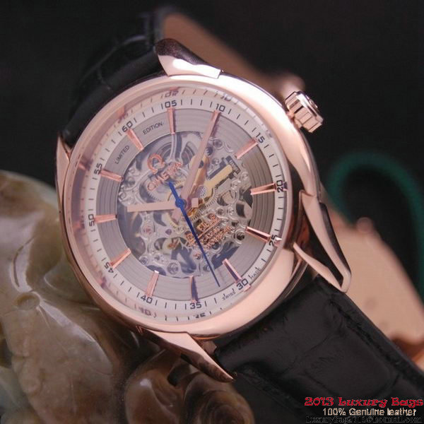 OMEGA DE VILLE Tourbillon Watches Red Gold on Black Leather Strap Om7014 OMEGA DE VILLE Tourbillon Watches Red Gold on Black Leather Strap Om7014