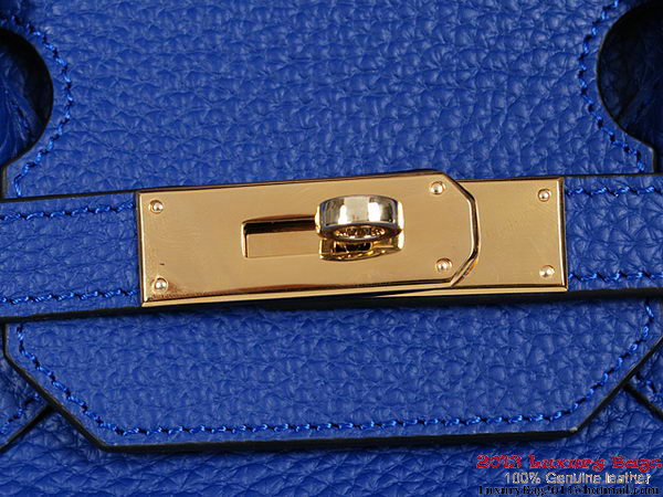 Hermes Birkin 35CM RoyalBlue Clemence Leather Tote Bag Gold