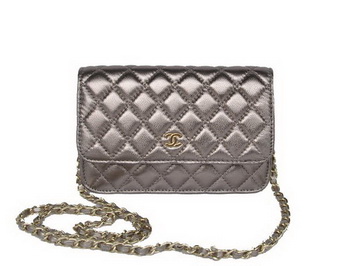 Chanel A33814 Silver Sheepskin Leather Flap Bag Gold