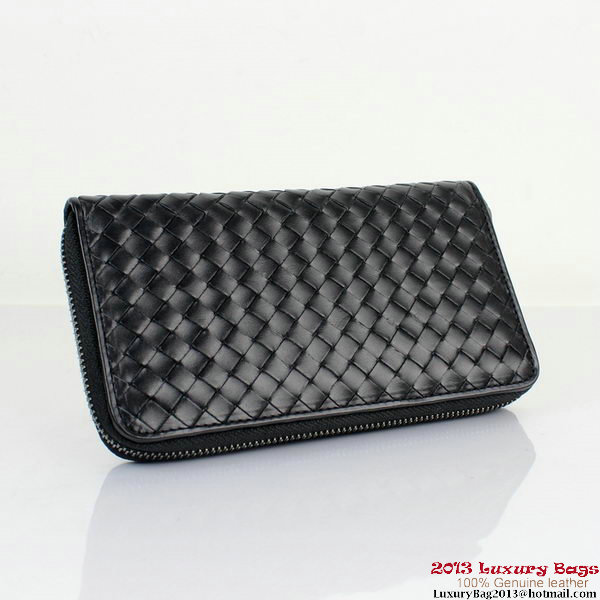 Bottega Veneta BV5012 Intrecciato Nappa Zip Around Wallet Black