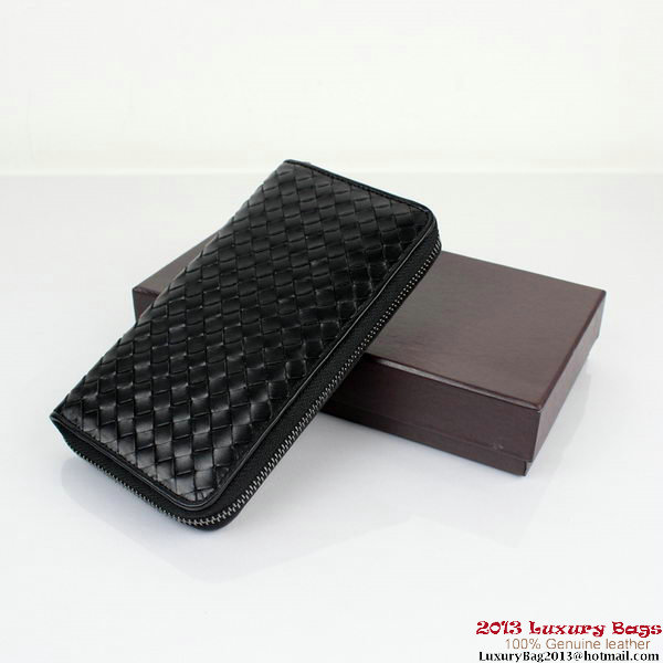 Bottega Veneta BV5012 Intrecciato Nappa Zip Around Wallet Black