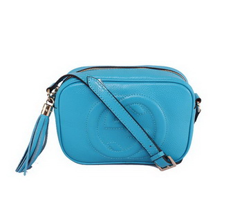 Gucci 308364 Soho Calf Leather Disco Bag Blue