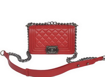 Boy Chanel Small Flap Shoulder Bag Sheepskin Leather A67086 Red