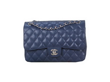 Chanel 2.55 Classic Flap Bag RoyalBlue Original Cannage Patterns Leather Silver