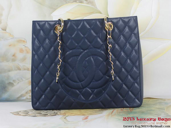 Chanel A50995 RoyalBlue Original Cannage Leather Shoulder Bag Gold