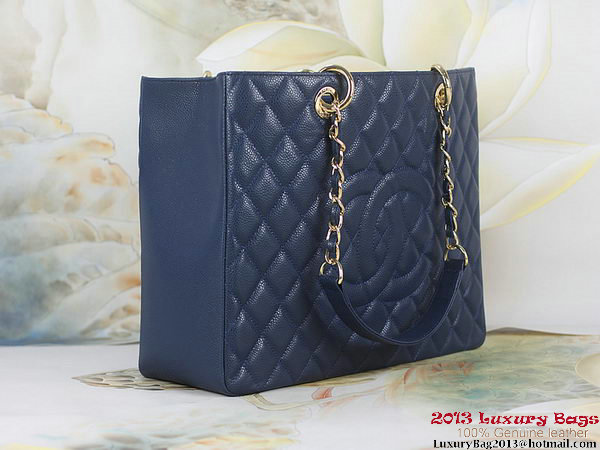 Chanel A50995 RoyalBlue Original Cannage Leather Shoulder Bag Gold