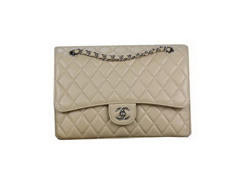 Chanel Classic Flap Bag 1113 Apricot Sheepskin Leather Silver