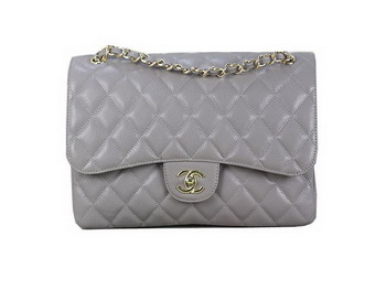 Chanel Classic Flap Bag Gray Original Cannage Patterns Leather Gold