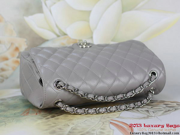 Chanel Classic Flap Bag Gray Original Cannage Patterns Leather Silver