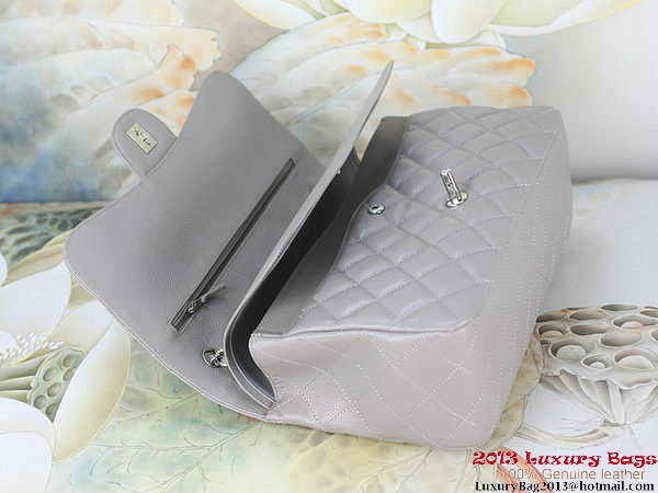 Chanel Classic Flap Bag Gray Original Cannage Patterns Leather Silver