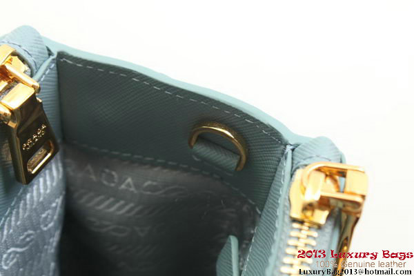 Prada BN2316 Light Blue Saffiano Calfskin Leather Small Bag