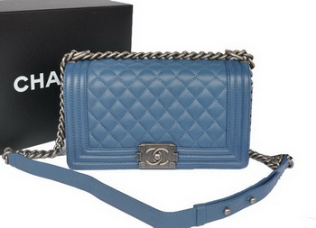 Boy Chanel Flap Shoulder Bag Original Sheepskin Leather A67086 Blue