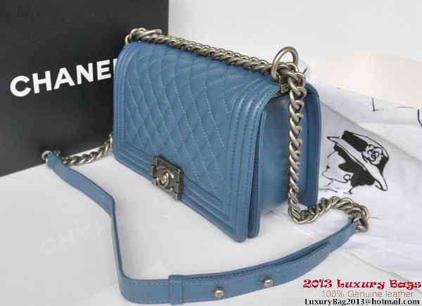 Boy Chanel Flap Shoulder Bag Original Sheepskin Leather A67086 Blue