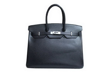 Hermes Birkin 35CM Tote Bag Black Clemence Leather H6089 Silver/Gold