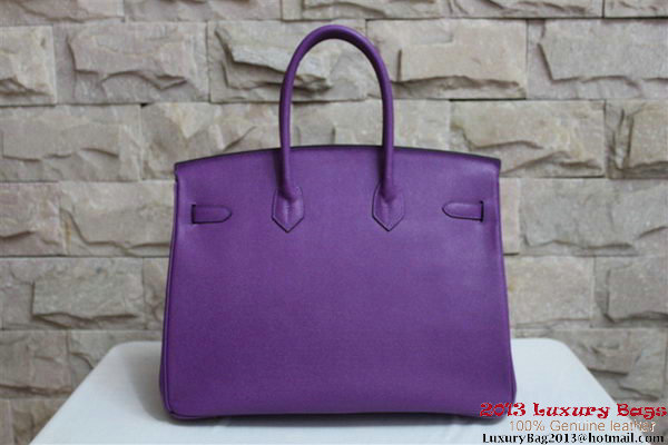 Hermes Birkin 35CM Tote Bag Purple Clemence Leather H6089 Gold