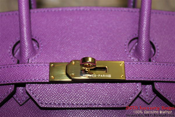 Hermes Birkin 35CM Tote Bag Purple Clemence Leather H6089 Gold