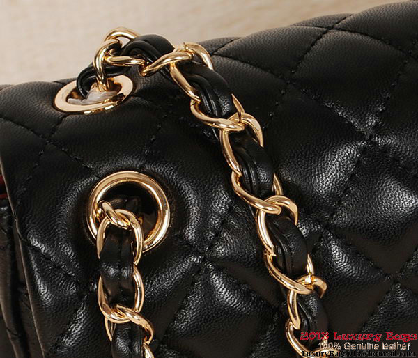 Chanel 2.55 Series Bag Black Sheepskin Leather 1112 Gold