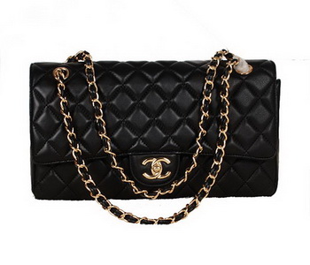 Chanel Classic Flap Bag 1113 Black Sheepskin Gold