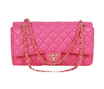 Chanel Classic Flap Bag 1113 Rose Sheepskin Gold