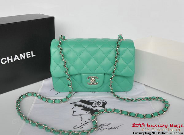 Chanel Classic Flap Bags Green Original Sheepskin Leather A1116 Silver