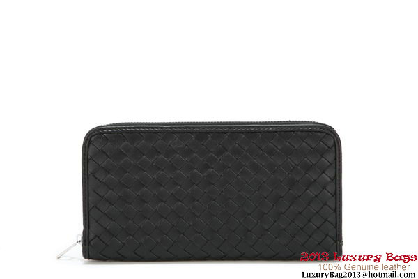 Bottega Veneta Intrecciato Nappa Zippy Wallet 115709-1 Black