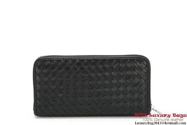 Bottega Veneta Intrecciato Nappa Zippy Wallet 115709-2 Black