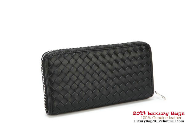 Bottega Veneta Intrecciato Nappa Zippy Wallet 115709-2 Black