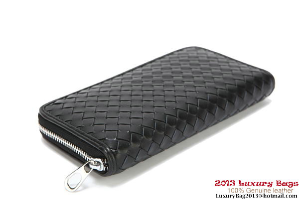 Bottega Veneta Intrecciato Nappa Zippy Wallet 115709-2 Black