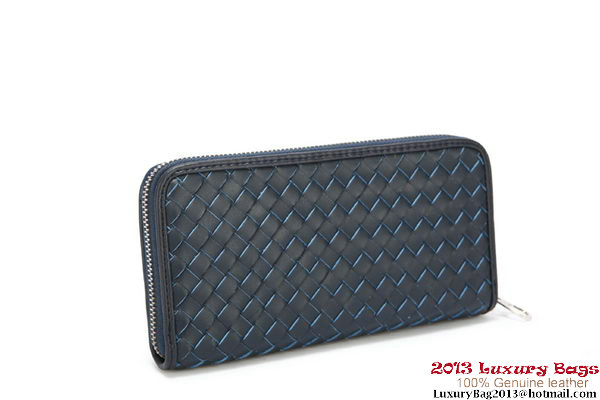 Bottega Veneta Intrecciato Nappa Zippy Wallet 115709-2 Blue