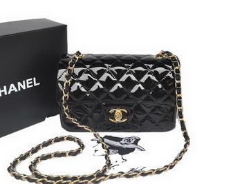 Chanel Classic Flap Bags Black Original Patent Leather A1116 Gold